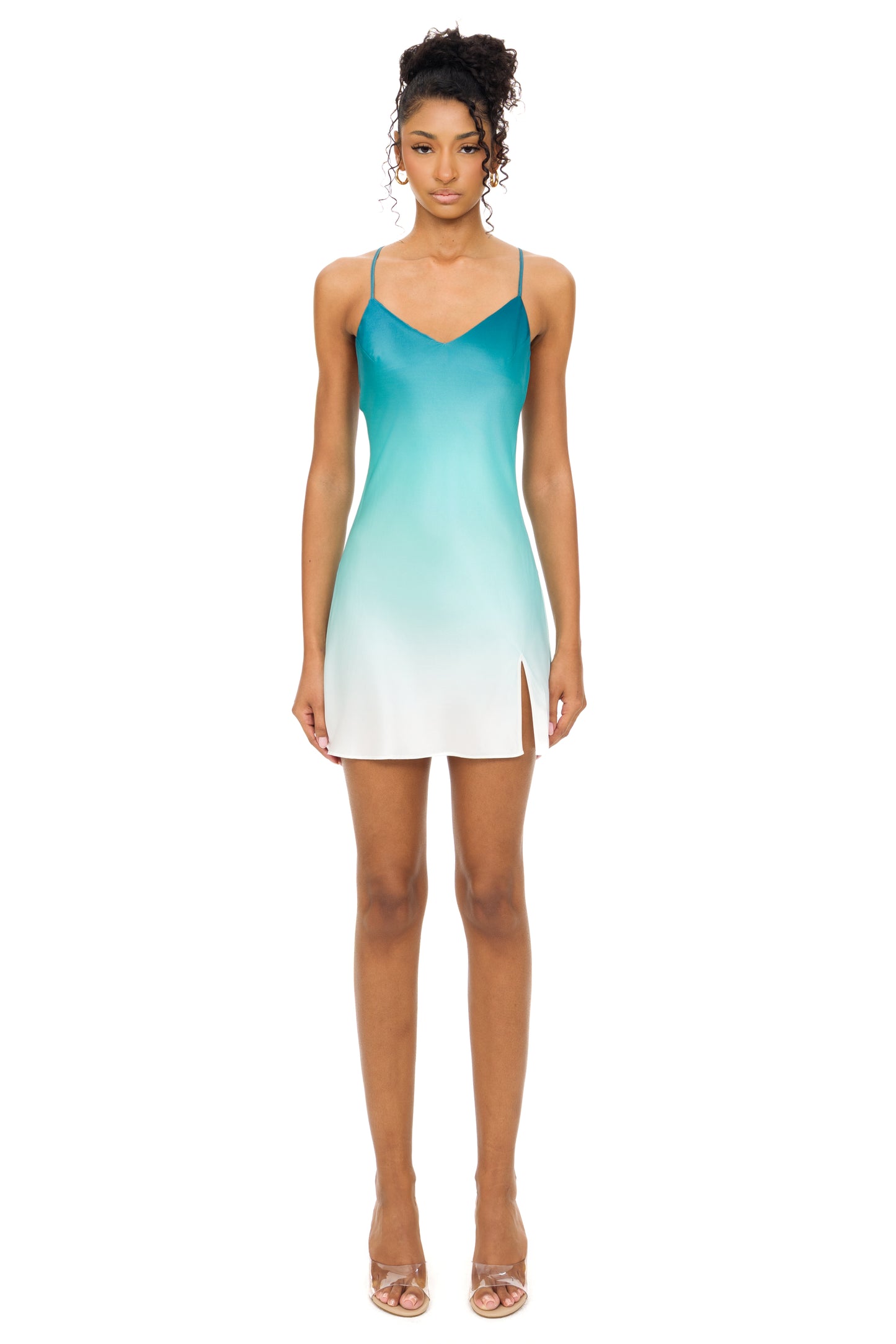 AQUA SLIP DRESS