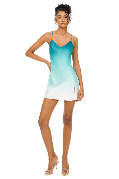 AQUA SLIP DRESS
